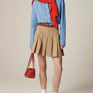 J. Crew Chino Pleated Mini Skirt in Camel Size 0